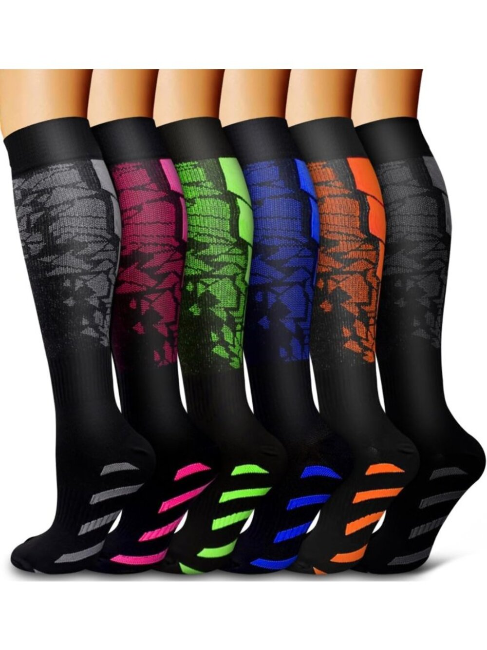 6 Pack Copper Compression Socks for Men & Women - Best for Circulation, Running